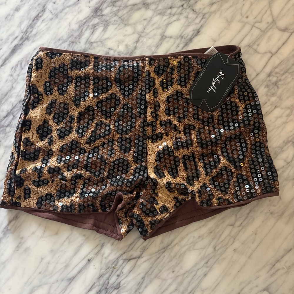 Amazon Sequin Leopard Print Athletic Shorts